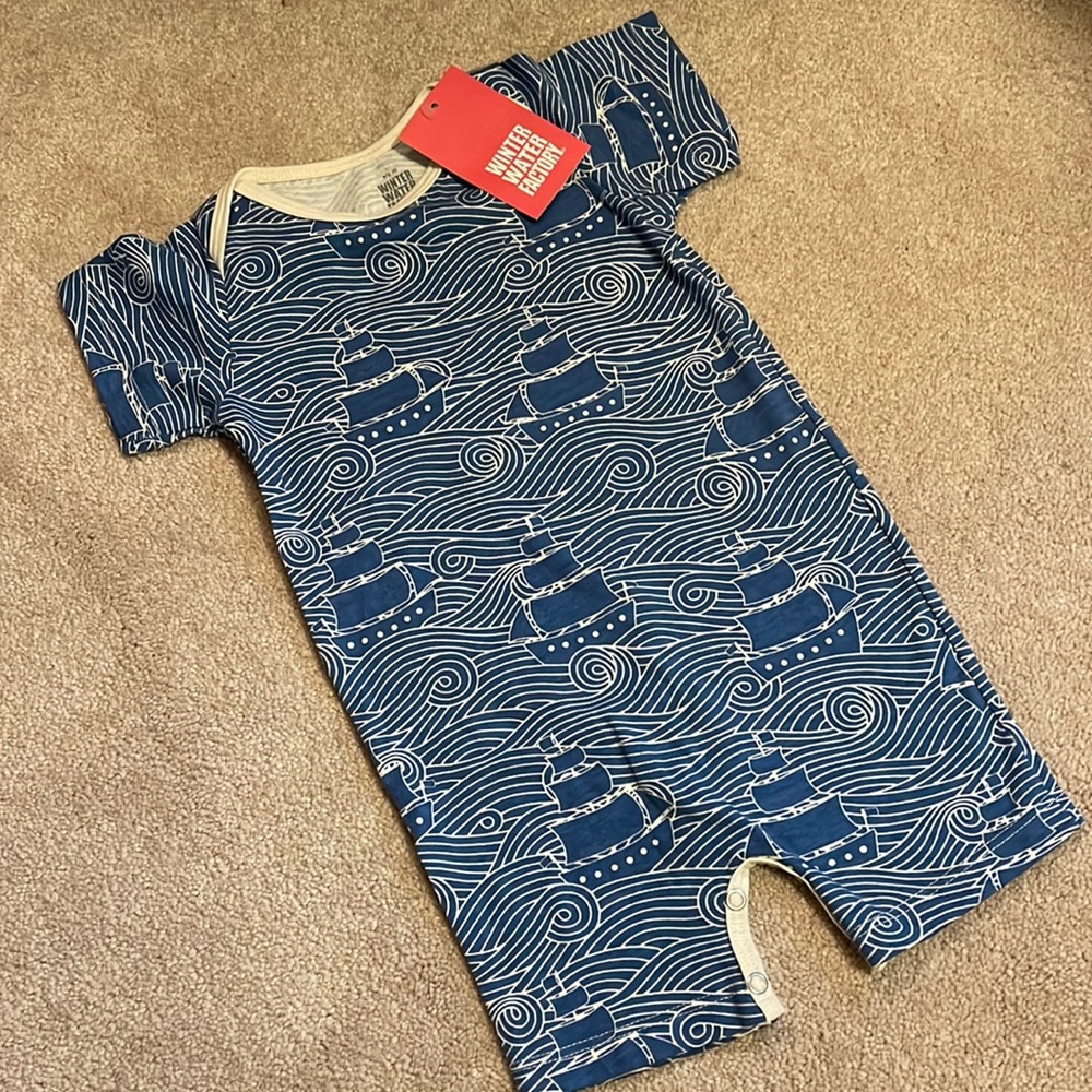 Winter Water Factory Blue High Seas Romper - 12 months - NWT